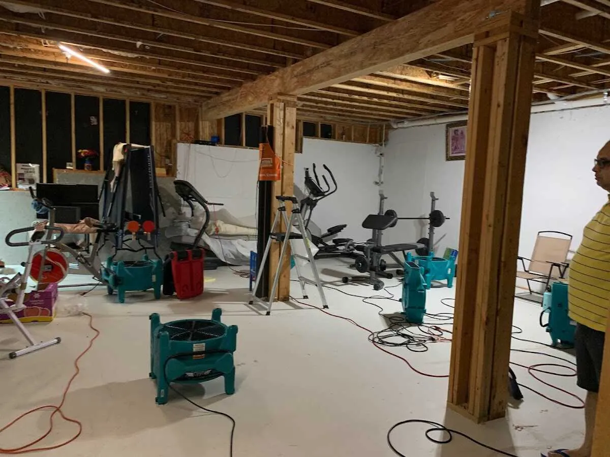 Basement drying equipment setup for Contents Cleaning & Restoration in Wyoming